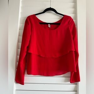 Tiered Red Long Sleeve Shirt